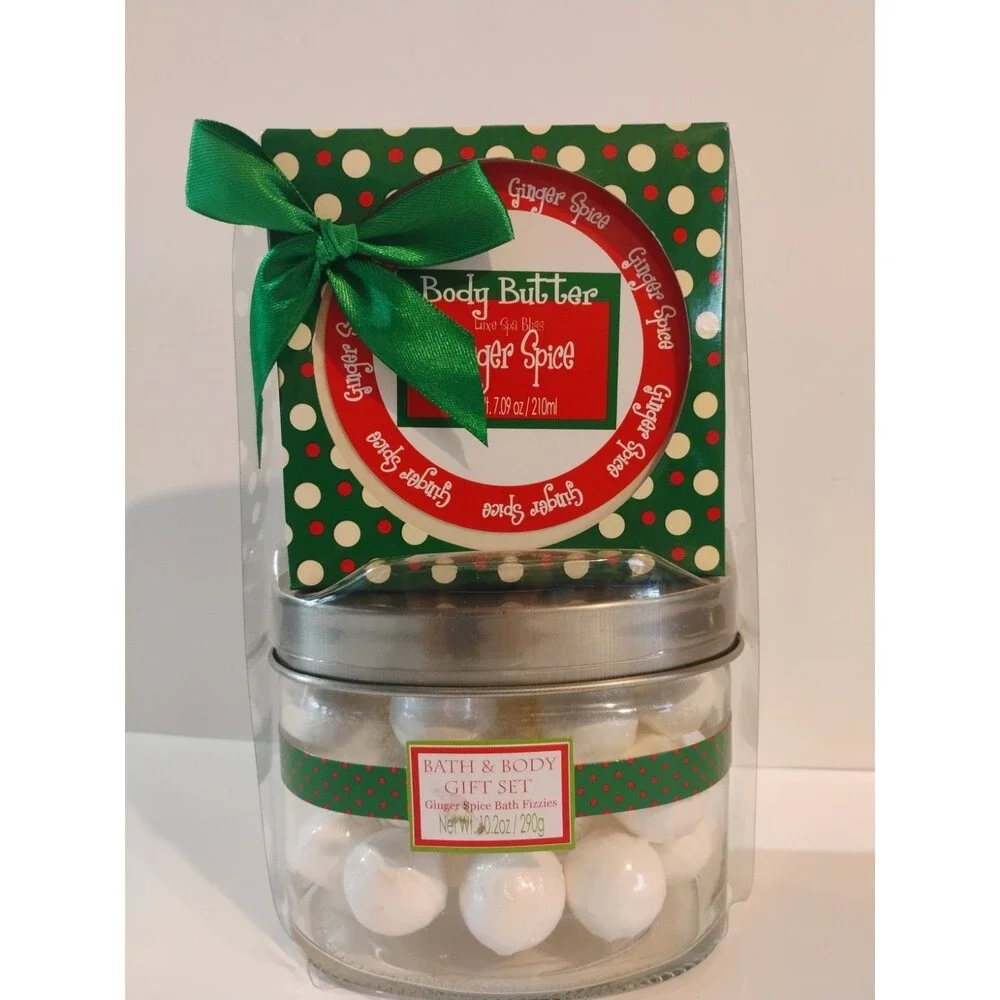 Ginger Spice Body Butter & Bath Fizzies Set Moisturizer for Full Body, 7.09 oz